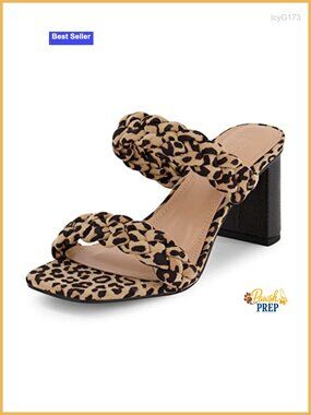 Women's Chunky Braided Heeled Sandals Square Toe Slingback Faux Leather